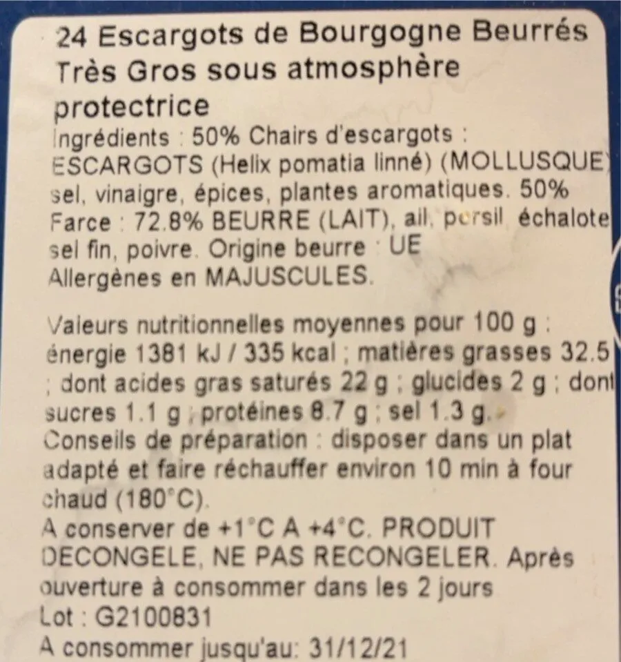 Escargots de bourgogne prepares