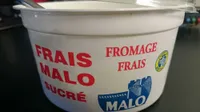 Fromage Frais Malo sucré 40% matières grasses sur extrait sec soit 7% de matières grasses sur produit fini.