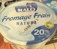 Fromage frais Nature Malo 20% *Matières grasses sur extrait sec soit 3% de matières grasses sur produit fini.