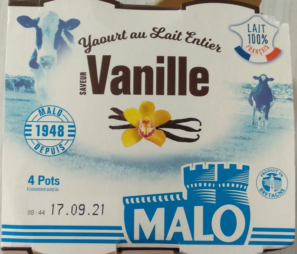 Yaourt au lait entier Saveur Vanille