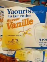 Yaourt sucré au lait entier saveur vanille