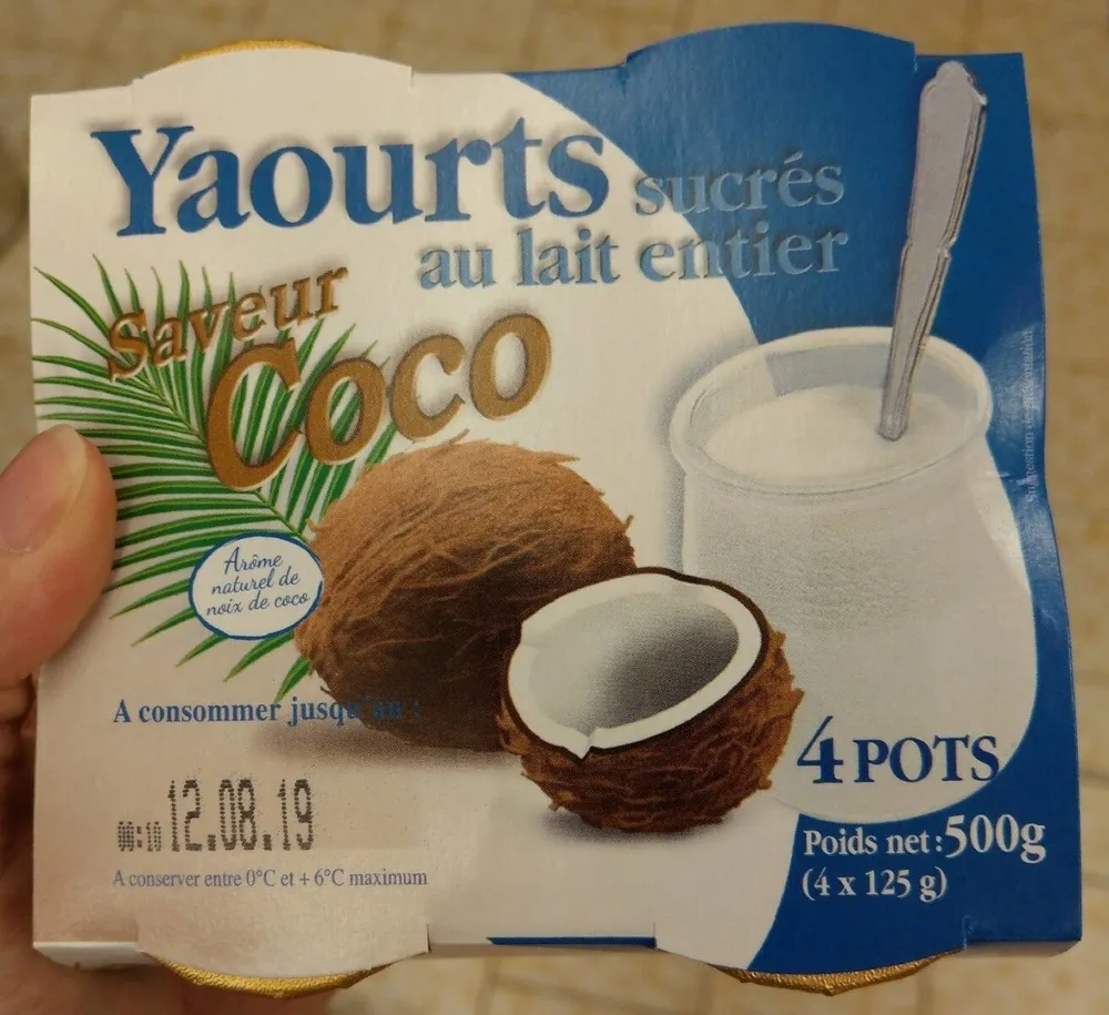 Yaourts au lait entier saveur coco