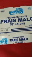 Fromage frais Nature Malo 40%* * Matières grasses sur extrait sec soit 7% de matières grasses sur produit fini.