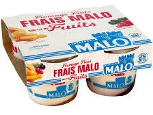 Fromage frais sur un lit de fruits abricot mangue -cassis groseille 4 x 100 g