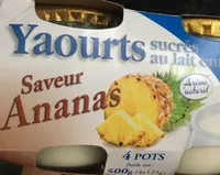 Yaourt sucres au lait entier saveur ananas