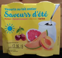 Yaourts au lait entier Saveurs d'été Melon • Pamplemousse • Abricot • Cerise