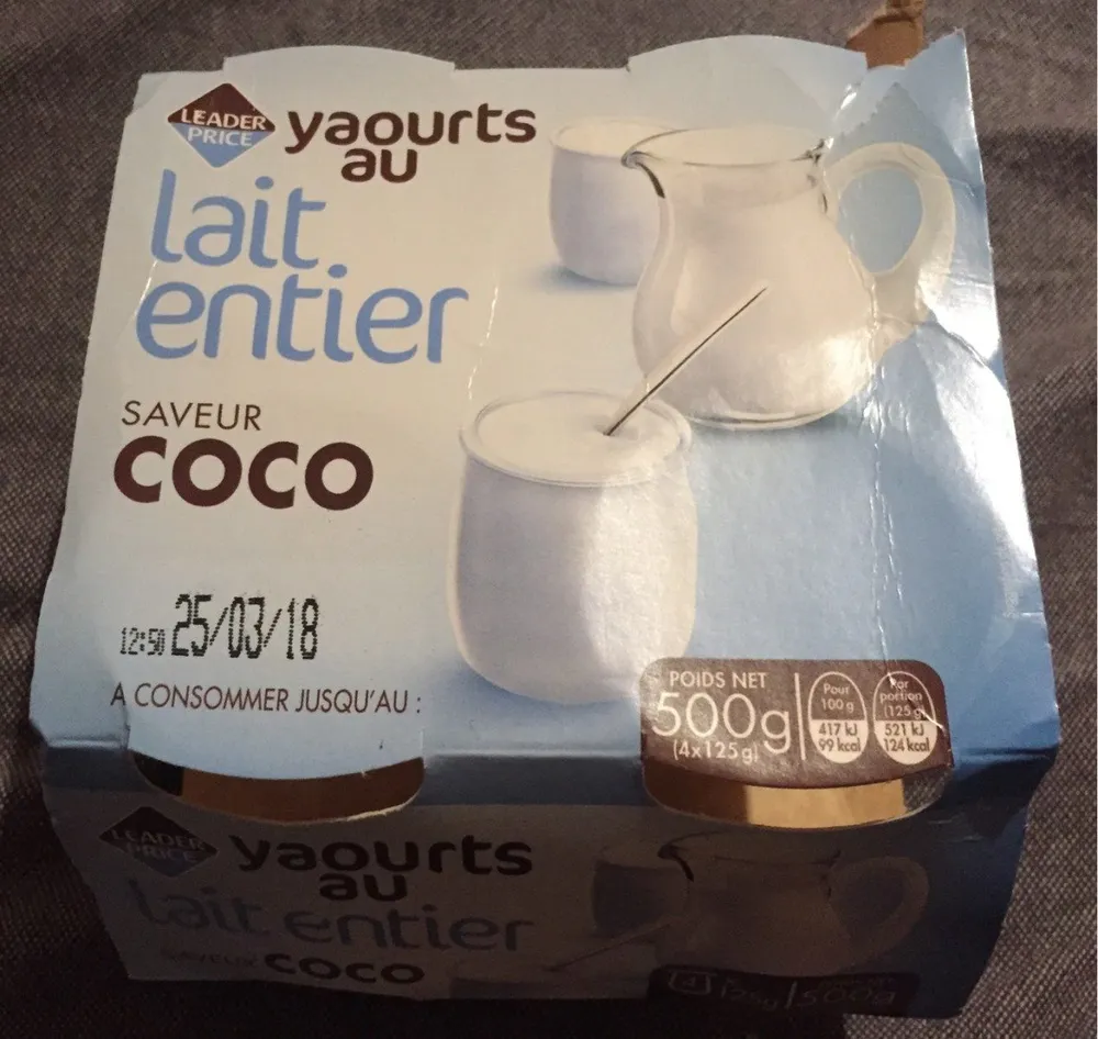 Yaourt au Lait Entier Saveur Coco