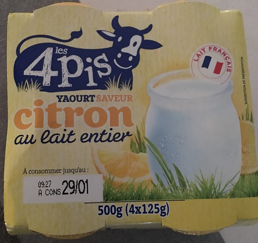 Yaourt saveur citron au lait entier