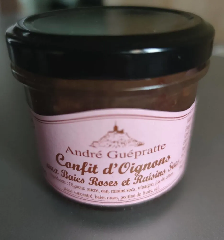 Confit d'oignons aux baies rose et raisins sec