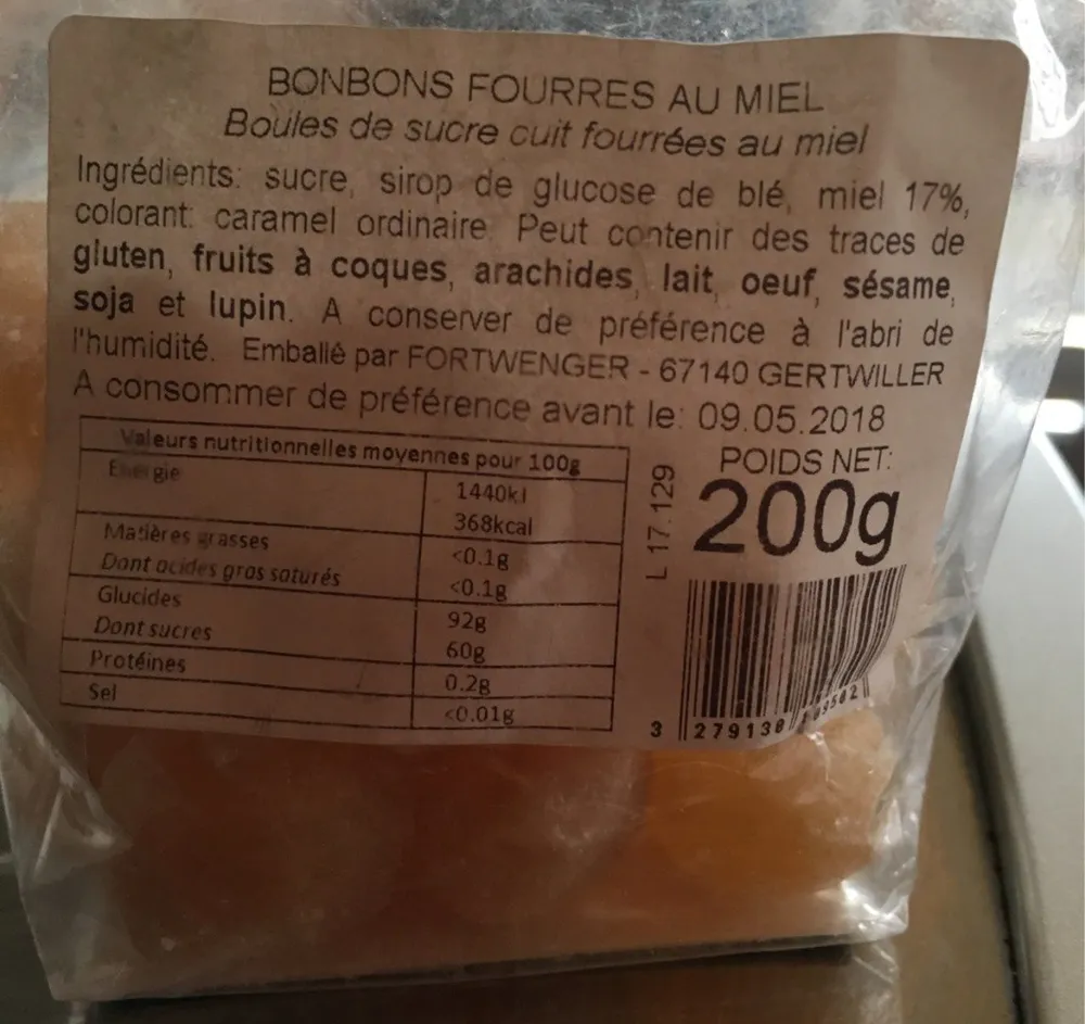 Boules de sucre cuit fourrees  au miel