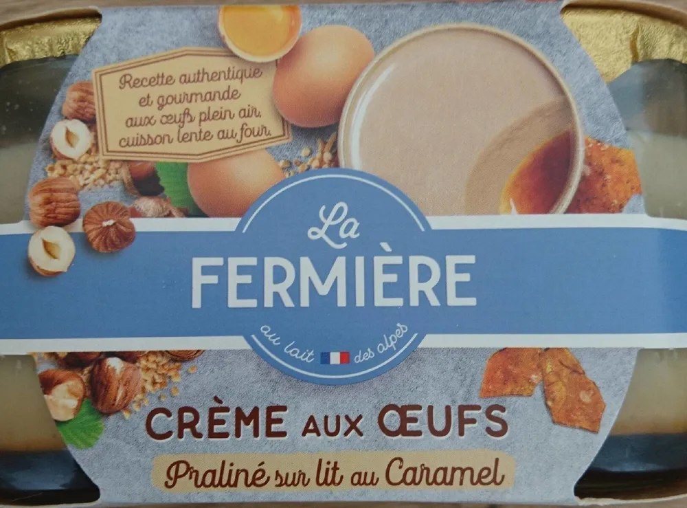 Crème aux oeufs praliné sur lit au caramel