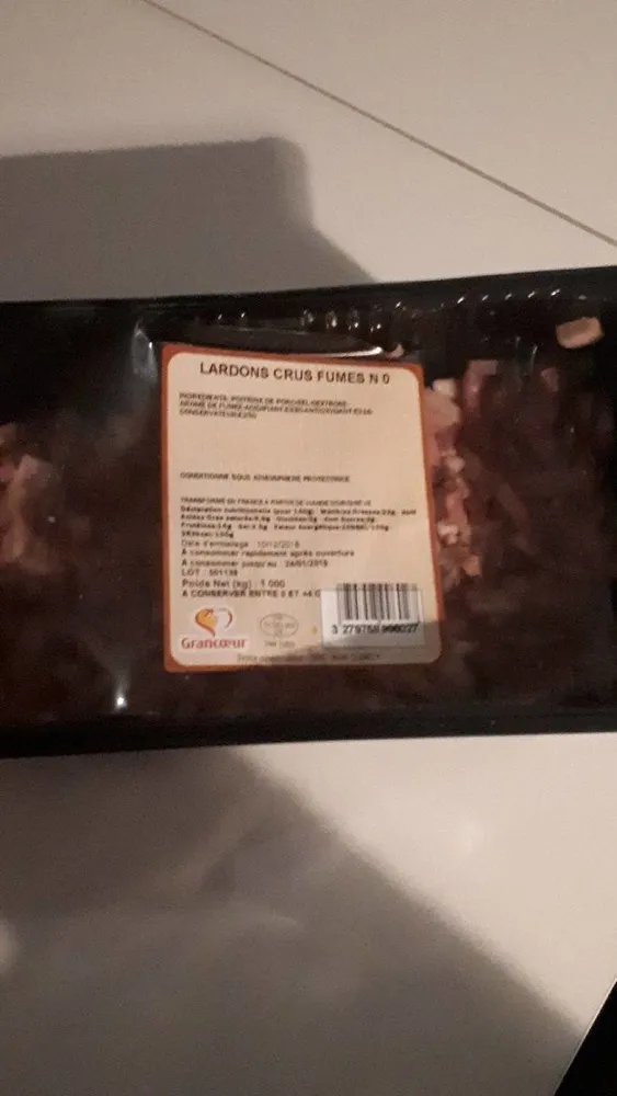 Lardons crue fumé n 0