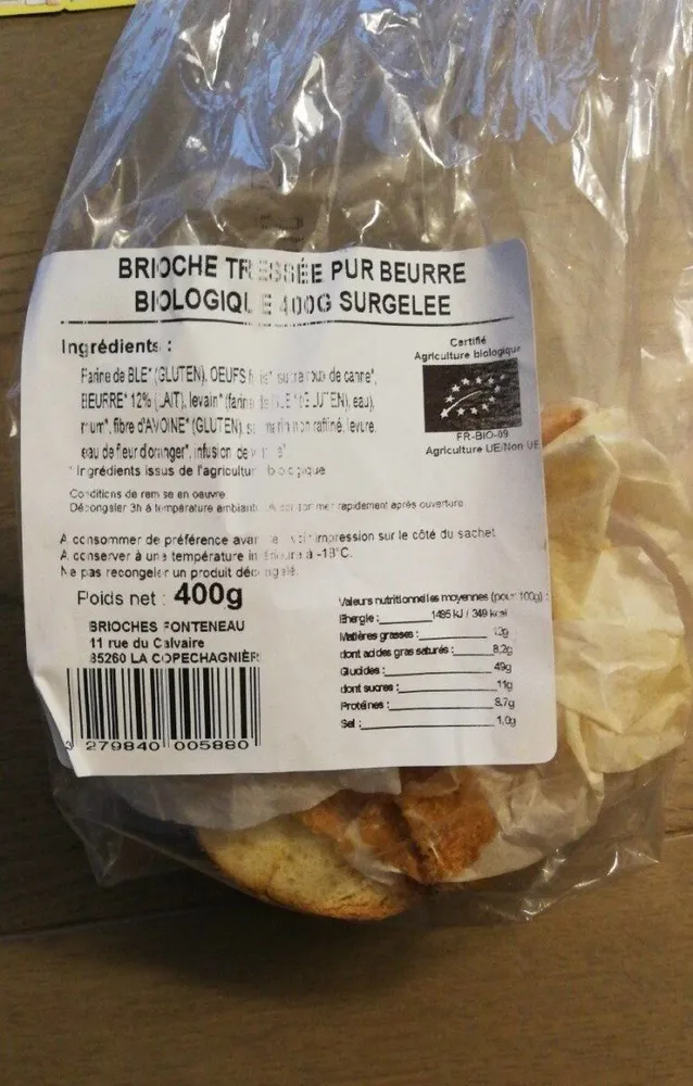 Brioche tressée pure beurre. surgelée