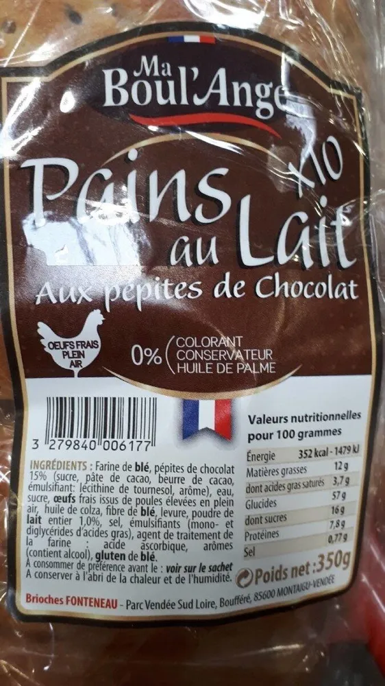 Pain au lait aux pépites de chocolat