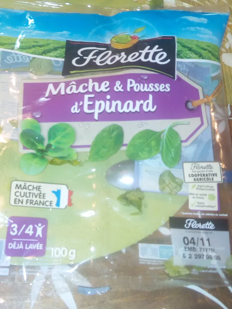 mâche et pousses d'épinards