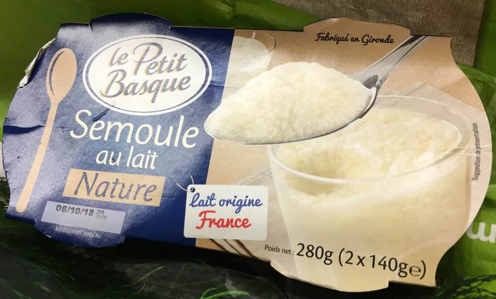 Semoule au lait nature