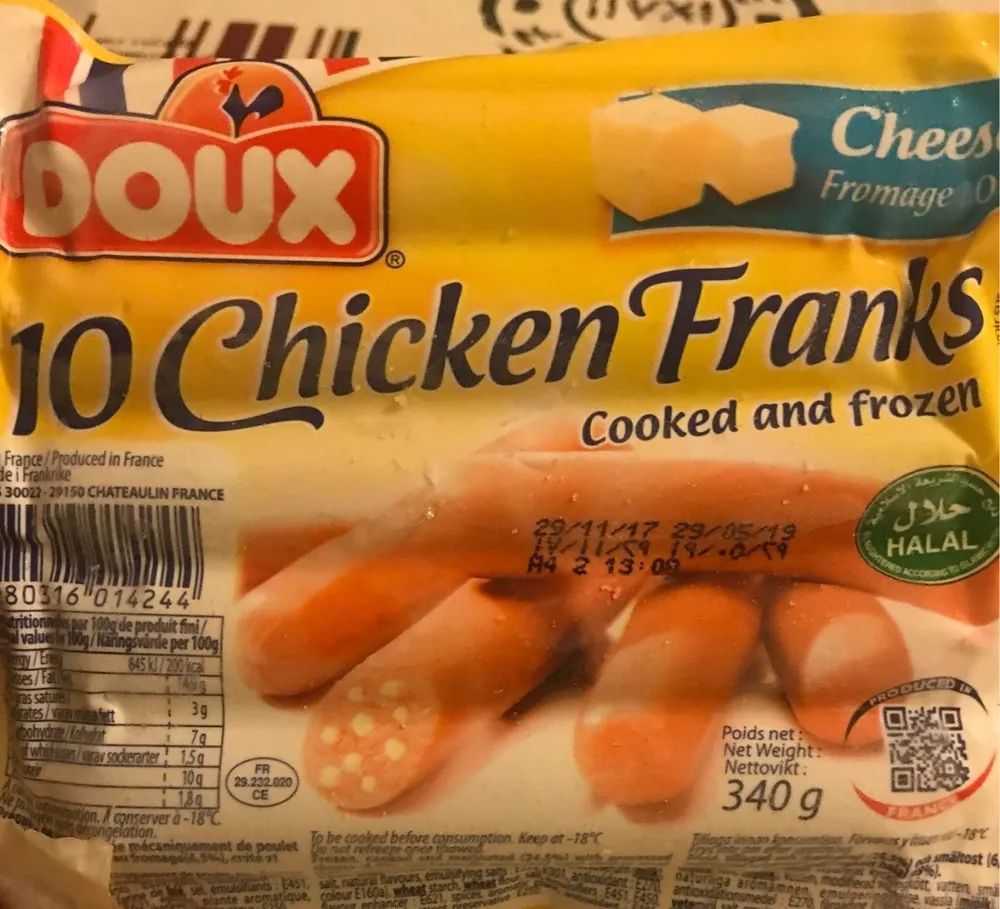 doux 10 chiken franks cheese