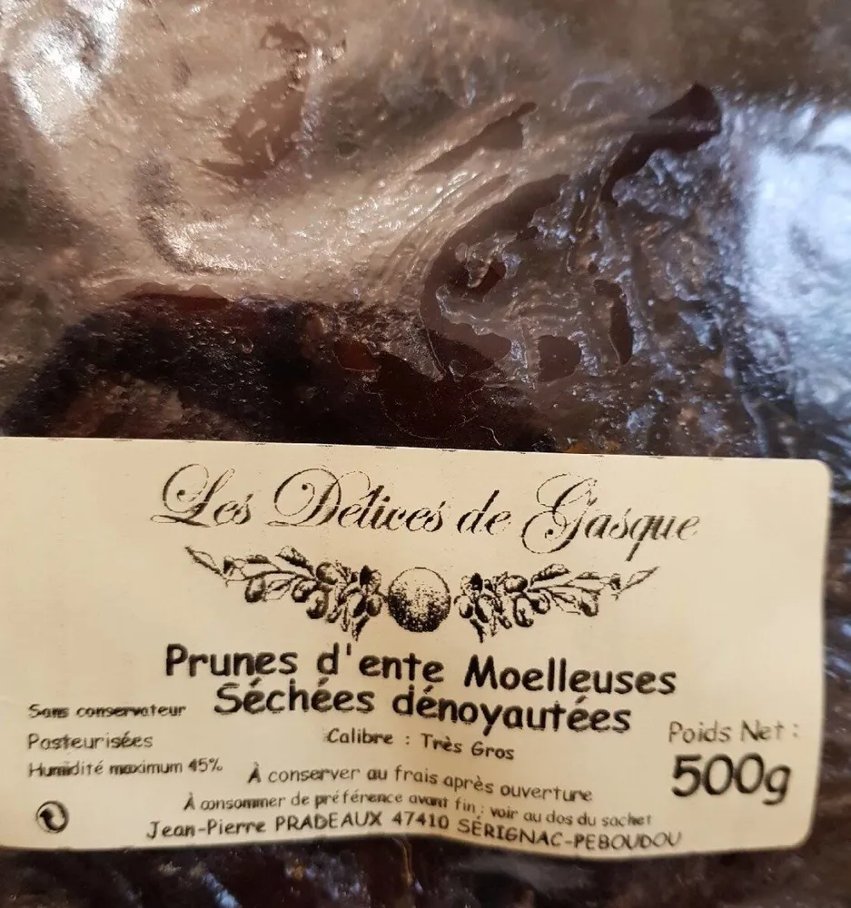 Prunes d'ente Moelleuses Séchées dénoyautées