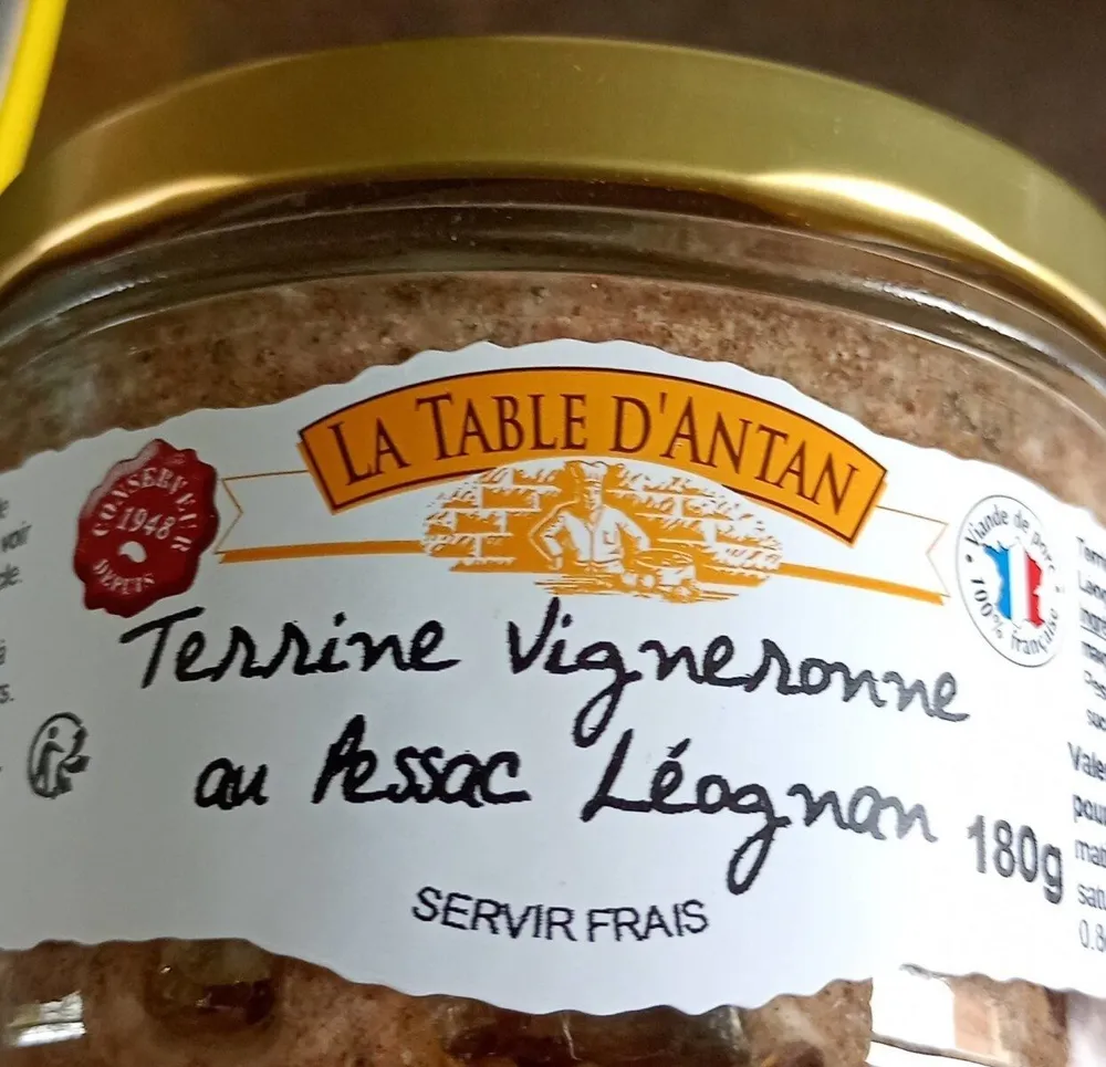 Terrine vigneronne au Pessac Léognan