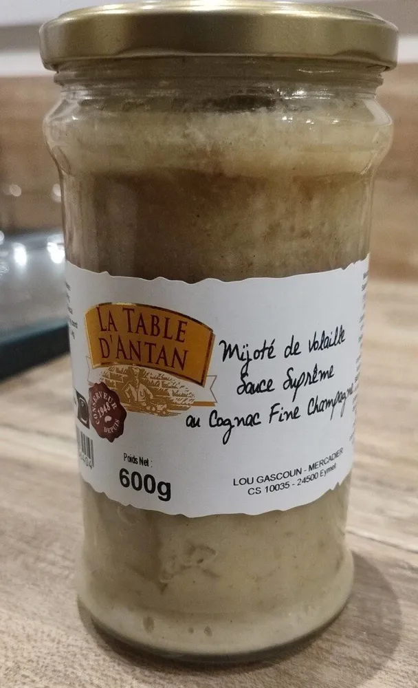 Mijoté de volaille sauce suprême au cognac fine champagne