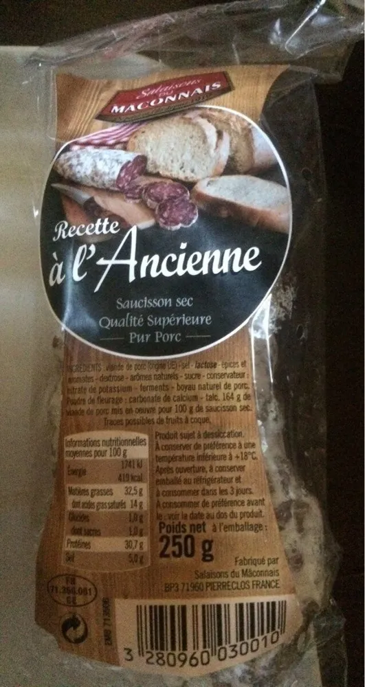 Saucisson sec pur porc à l'ancienne
