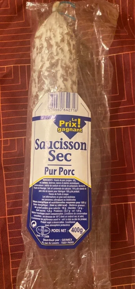 Saucisson sec pur porc