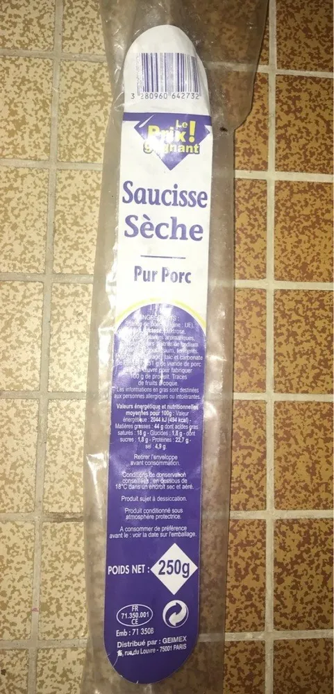 Saucisse sèche Pur Porc