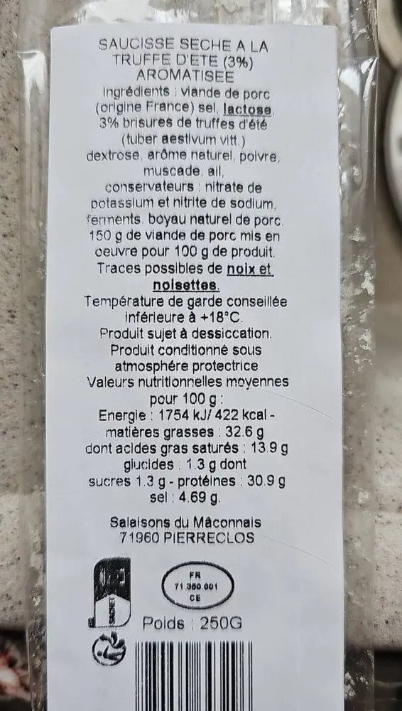 Saucisse sèche à la truffe d'été