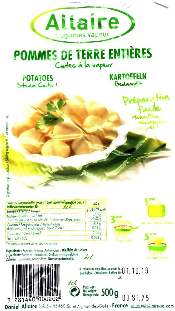 Pommes de terre entières