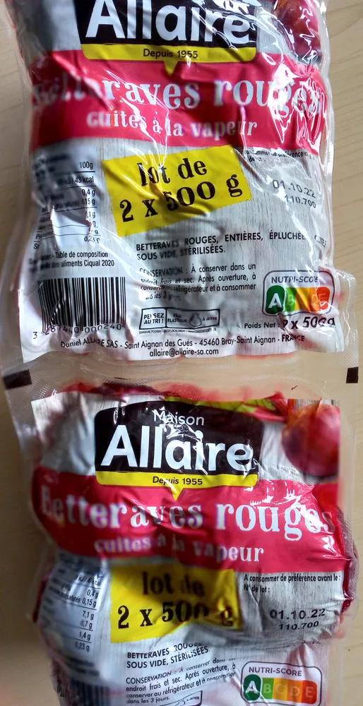 Betteraves rouges cuites à la vapeur