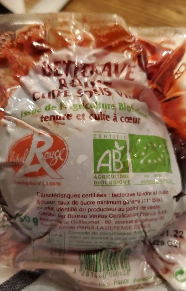 betterave rouge cuites bio