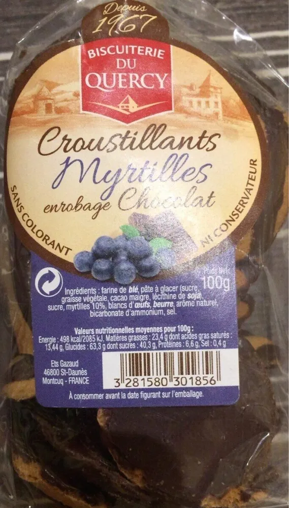 Croustillants myrtilles enrobage chocolat