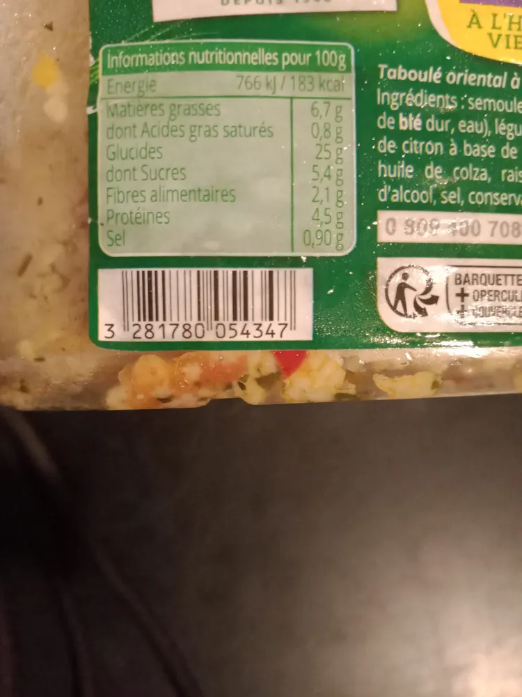 Taboulé oriental à l' huile d'olive vierge extra
