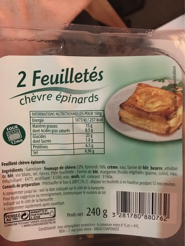 Feuilleté Chèvre Épinards