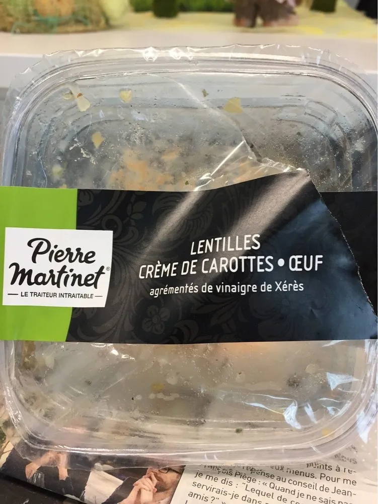 Lentilles crème de carottes oeufs
