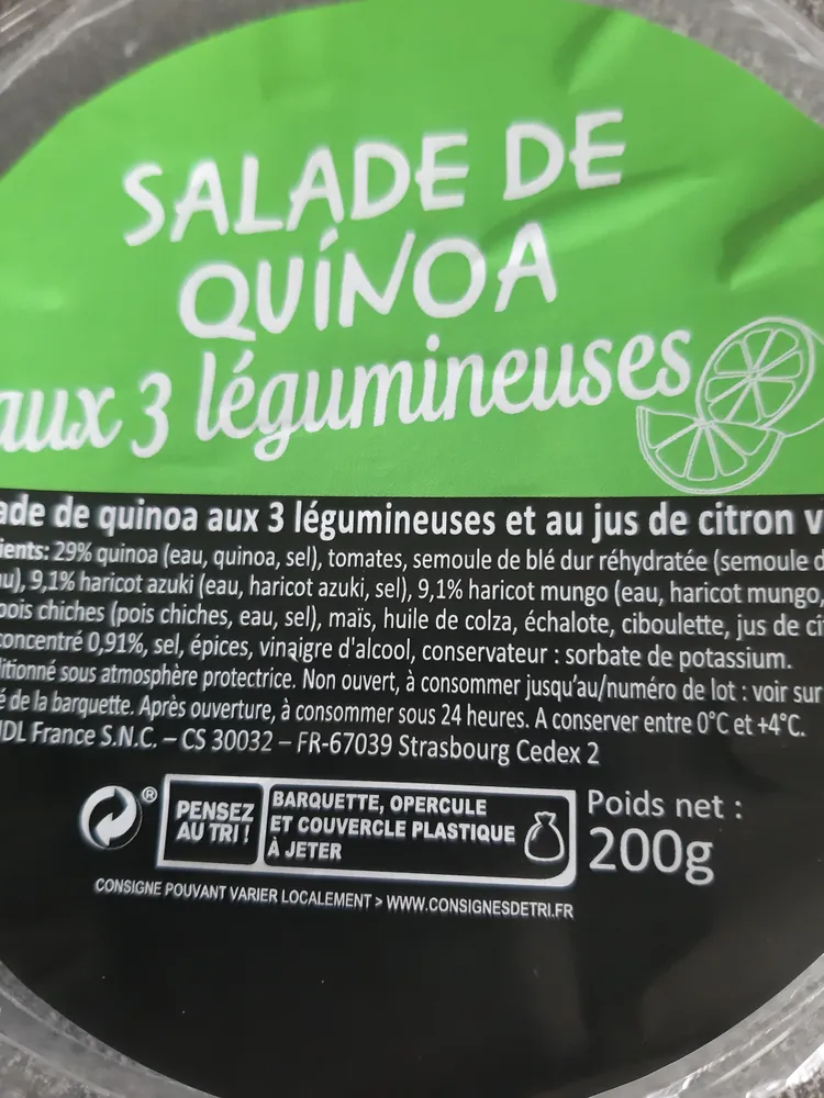Salade de quinoa aux trois légumineuses