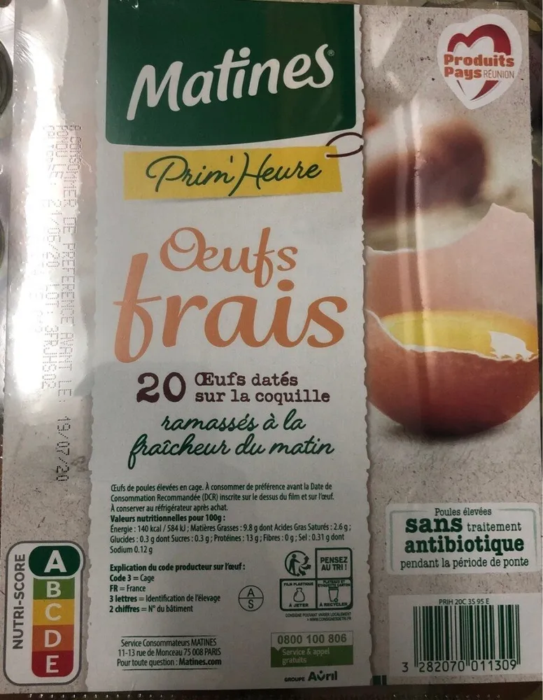 Oeufs Frais Primeurs Matines X20