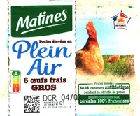 Oeufs frais gros de poules élevées en plein air