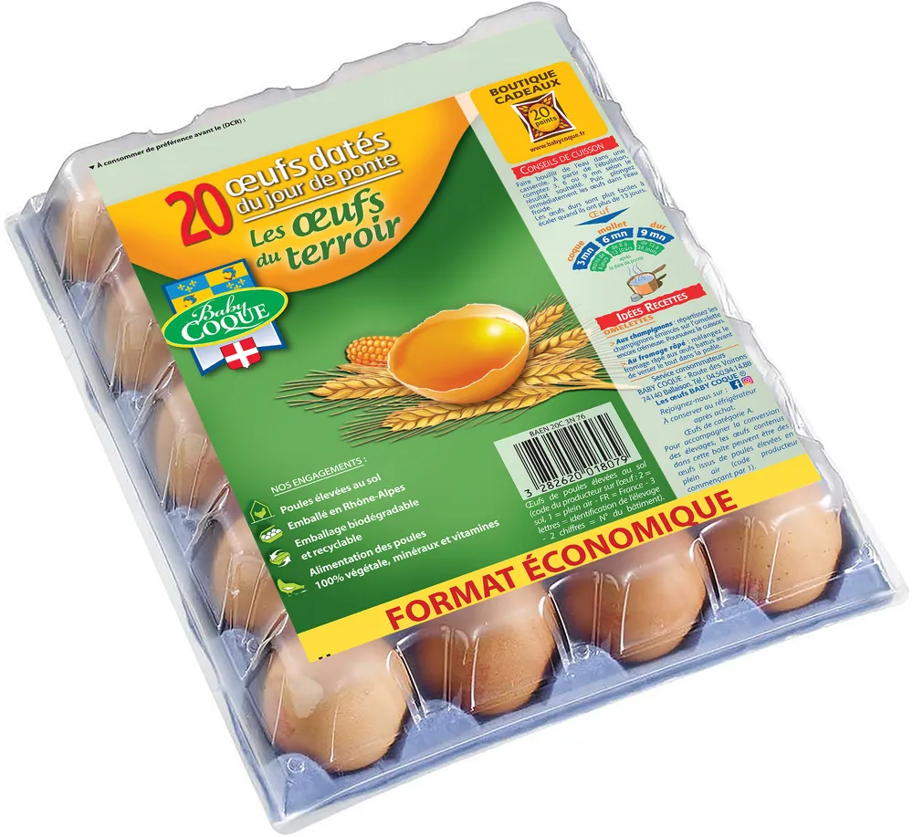 20 œufs Baby Coque datés du jour de ponte