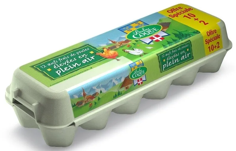 10 + 2 œufs offerts Baby Coque de poules élevées en plein air