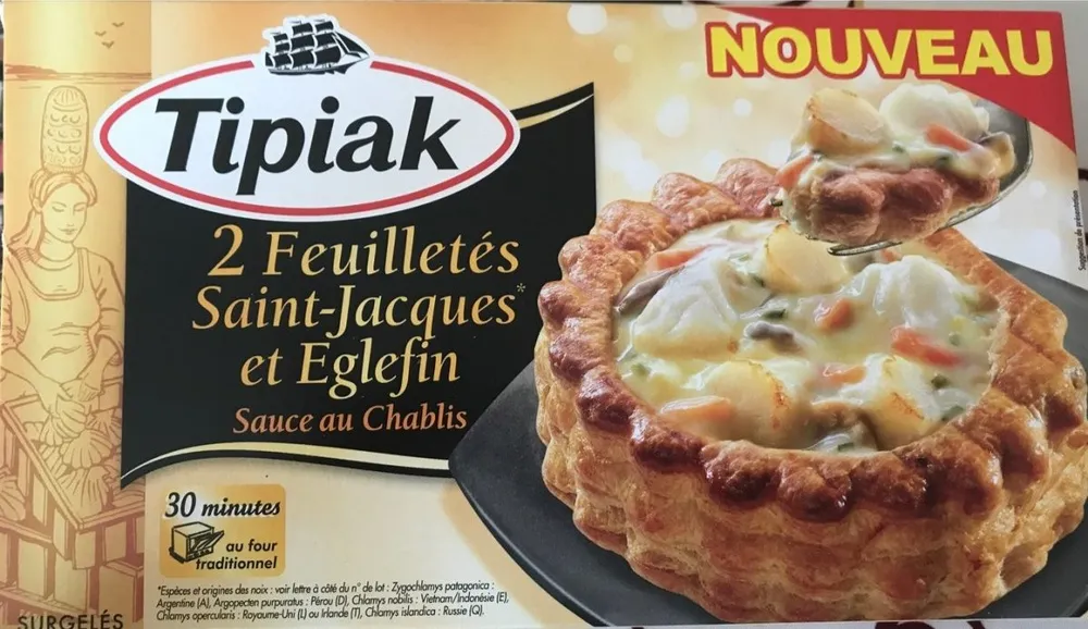 2 Feuilletés Saint-Jacques et Eglefin, Sauce au Chablis