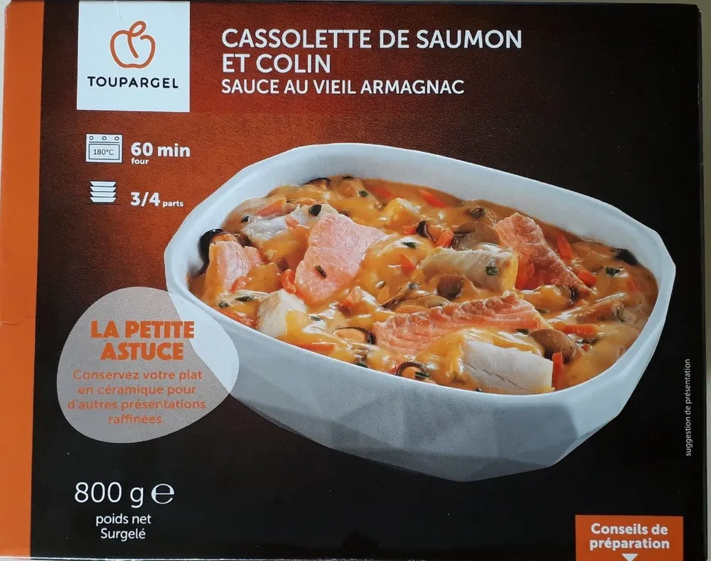 Cassolette de saumon et colin