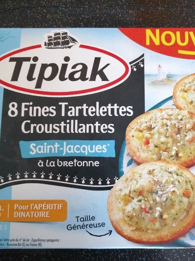 8 fines tartelettes croustillantes St Jacques à la bretonne