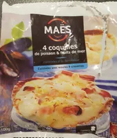 4 coquilles de poisson et fruits de mer