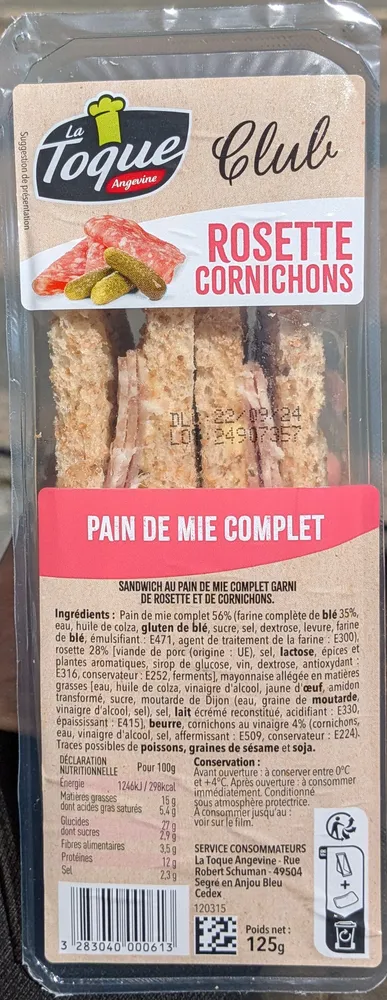 Club Rosette Cornichons Pain de Mie Complet