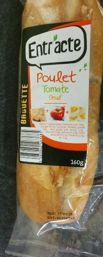 Sandwich Poulet tomate oeuf