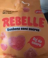 Bonbons Rebelle sans sucre cœurs pêches