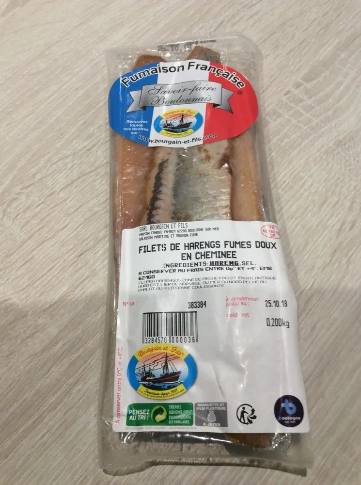 Filets de harengs fumes doux en cheminee