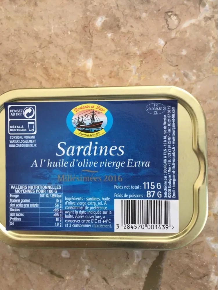 Sardines a l'huile d'olive vierge Extr