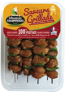8 brochettes de filet de dinde mariné curry et poivron vert